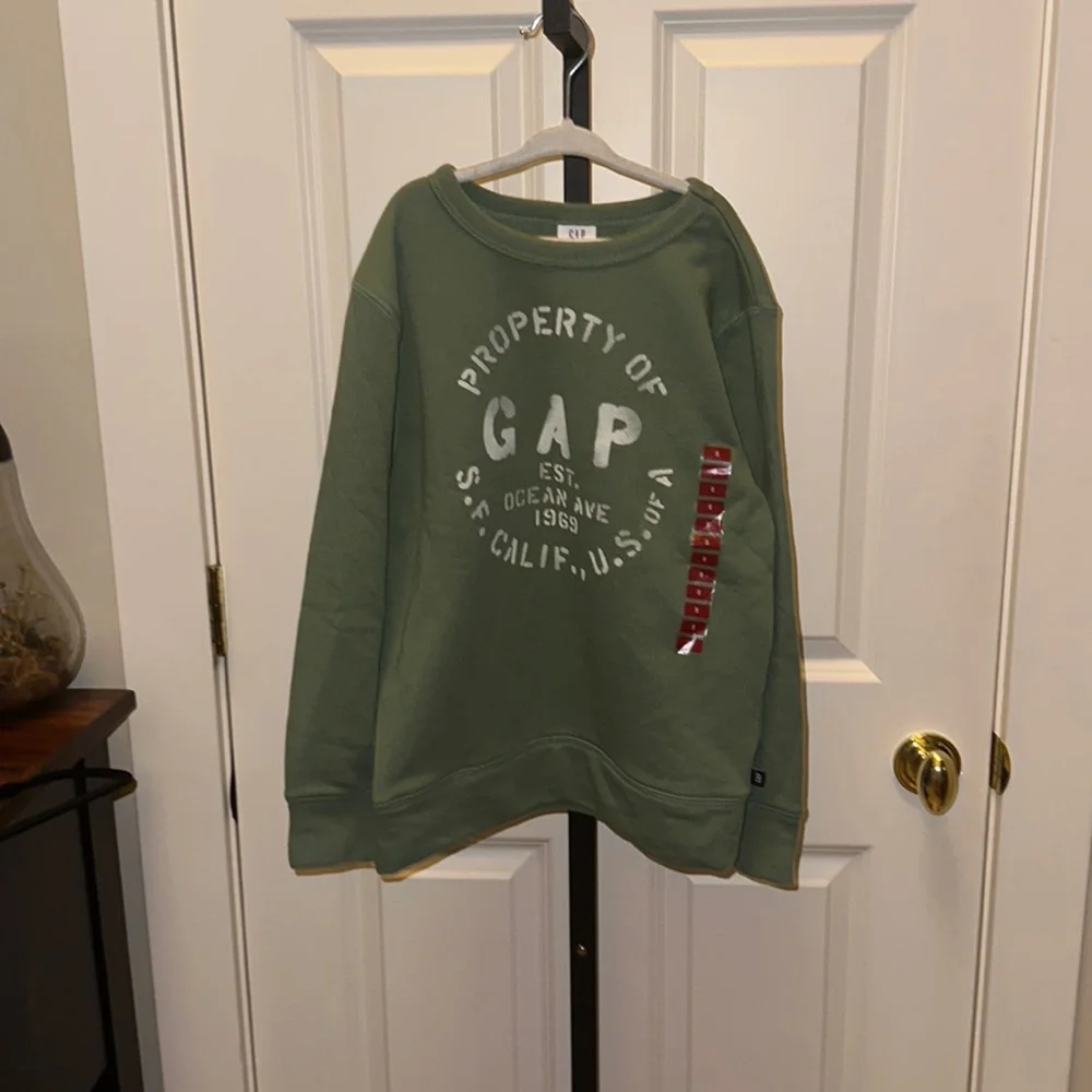Gap Boy's Terry Lined Graphic Print Crewneck Pullover Sweatshirt